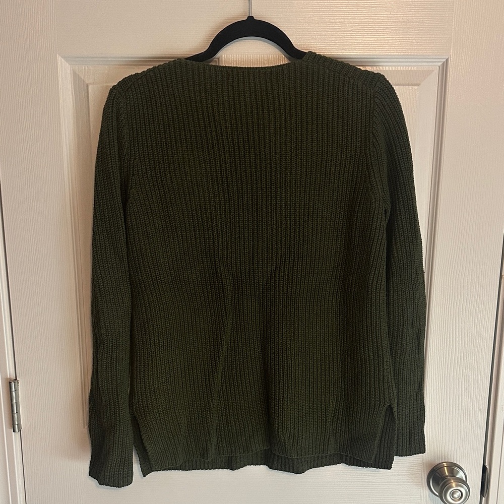 J. Crew Factory Women's Green V-Neck Sweater - Picture 4 of 4